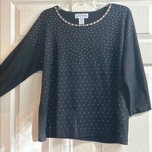 Cathy Daniels Black Blouse with Silver Studs